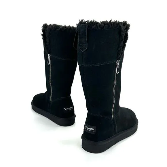 KOOLABURRA By UGG BLACK SUEDE WOOL LINING COLD WEATHER FOLDABLE TALL/SHORT BOOTS