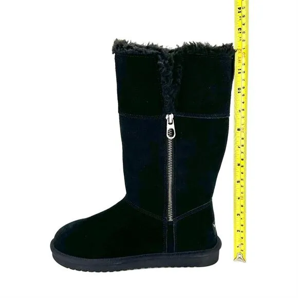 KOOLABURRA By UGG BLACK SUEDE WOOL LINING COLD WEATHER FOLDABLE TALL/SHORT BOOTS