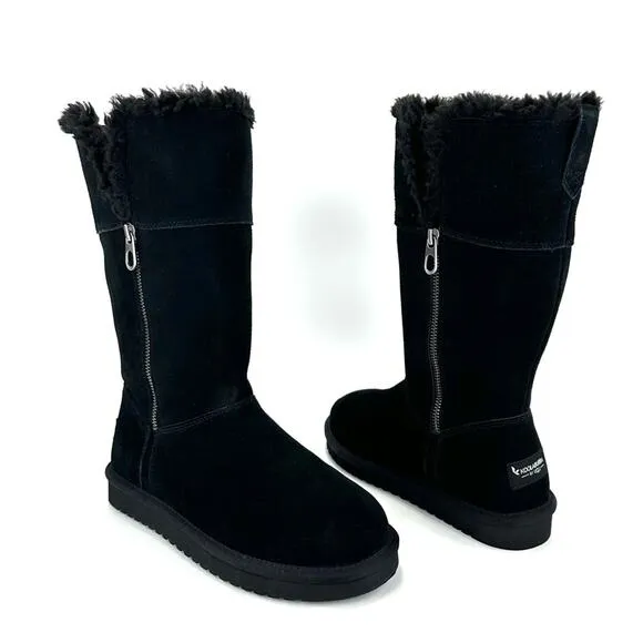 KOOLABURRA By UGG BLACK SUEDE WOOL LINING COLD WEATHER FOLDABLE TALL/SHORT BOOTS