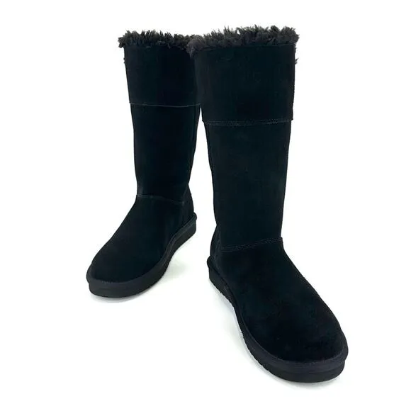 KOOLABURRA By UGG BLACK SUEDE WOOL LINING COLD WEATHER FOLDABLE TALL/SHORT BOOTS