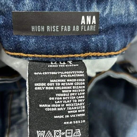 Kut from the Kloth Ana high rise Fab Ab Flare jeans size 24W NWOT