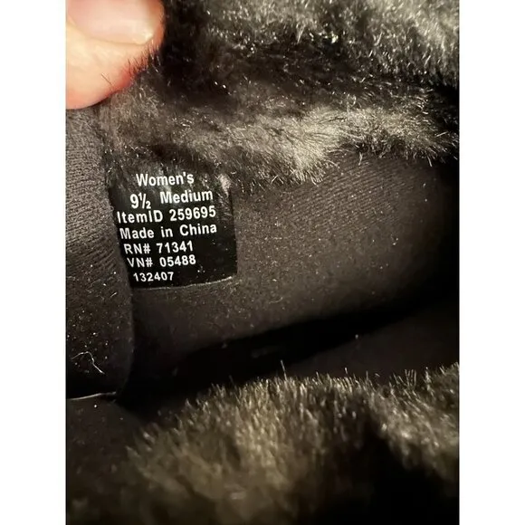 L L Bean Boots Quilted Winter Snow Boot Faux Fur Lined Womens Sz 9.5 M Black