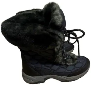 L L Bean Boots Quilted Winter Snow Boot Faux Fur Lined Womens Sz 9.5 M Black