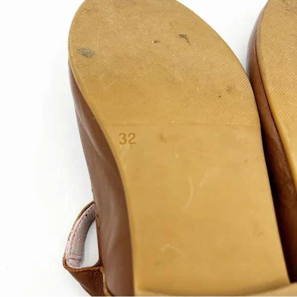 La Coqueta Spain Brown Leather T-Strap Girls Flats Size 32