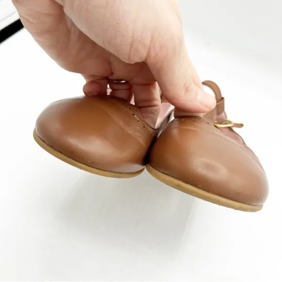 La Coqueta Spain Brown Leather T-Strap Girls Flats Size 32