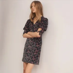LA VIE Rebecca Taylor Lisette Velveteen Dress XS Floral Multicolor midi spring