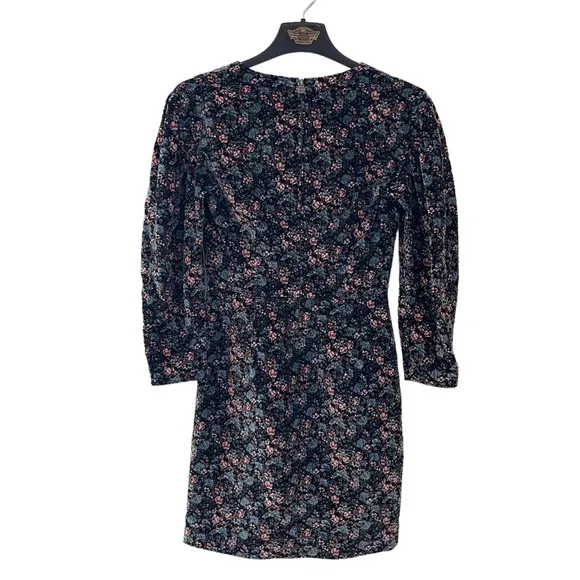 LA VIE Rebecca Taylor Lisette Velveteen Dress XS Floral Multicolor midi spring