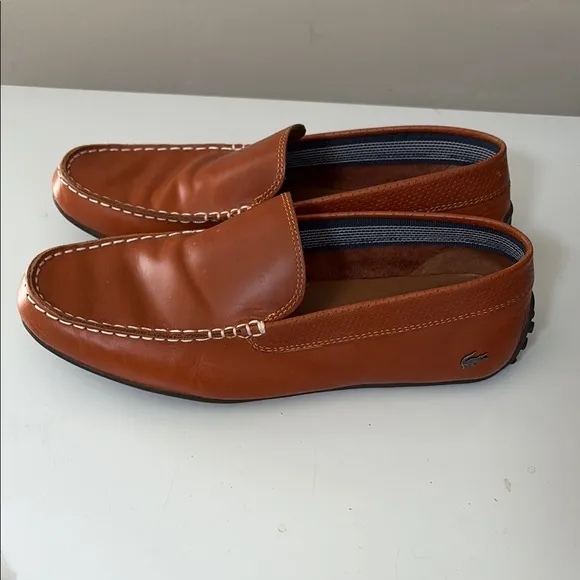Lacoste Brown Leather Loafers with Moccasin Design