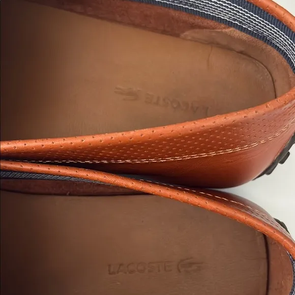 Lacoste Brown Leather Loafers with Moccasin Design