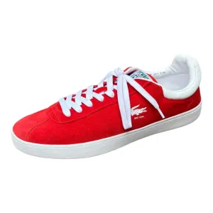 Lacoste Men’s 12 Baseshot Vintage Inspired 90’s Red Suede Lace Up Sneakers
