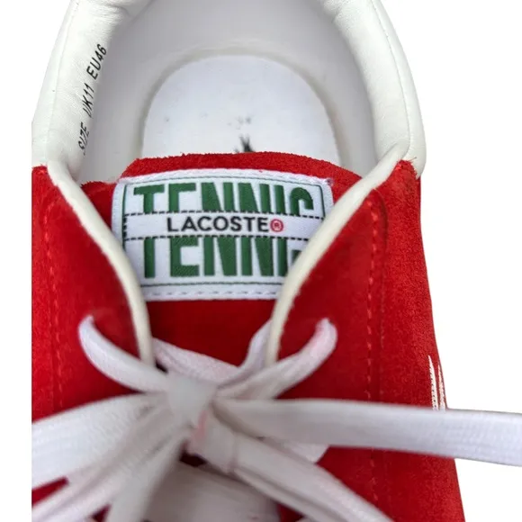 Lacoste Men’s 12 Baseshot Vintage Inspired 90’s Red Suede Lace Up Sneakers