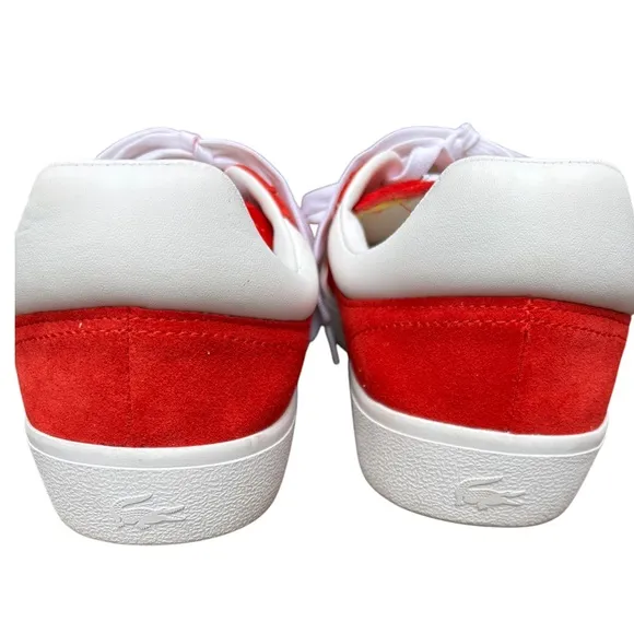 Lacoste Men’s 12 Baseshot Vintage Inspired 90’s Red Suede Lace Up Sneakers