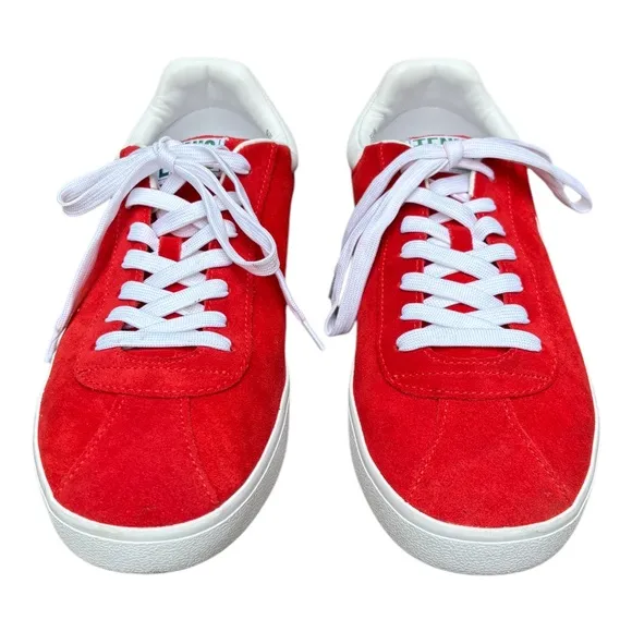 Lacoste Men’s 12 Baseshot Vintage Inspired 90’s Red Suede Lace Up Sneakers