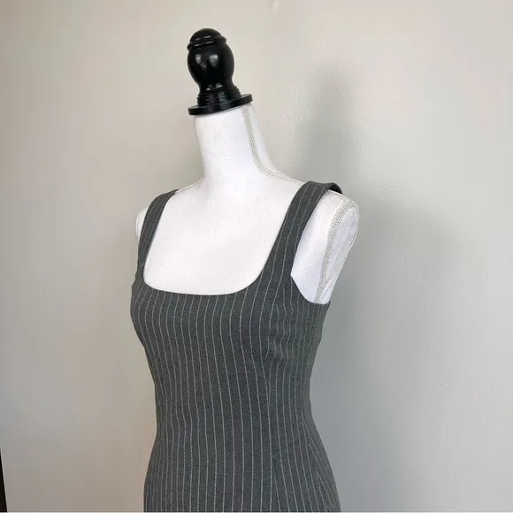 L’Agence Sloan Grey Pinstripe Sleeveless Mini Dress