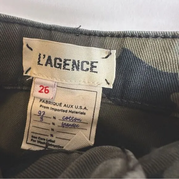 L’AGENCE The Margot High Rise Camo Gold Ankle Skinny Jean Luxury Designer