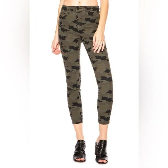 L’AGENCE The Margot High Rise Camo Gold Ankle Skinny Jean Luxury Designer