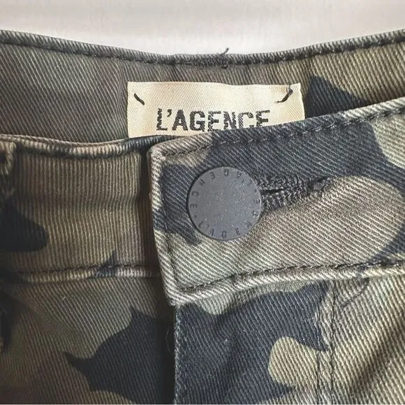 L’AGENCE The Margot High Rise Camo Gold Ankle Skinny Jean Luxury Designer