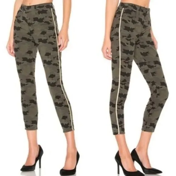 L’AGENCE The Margot High Rise Camo Gold Ankle Skinny Jean Luxury Designer
