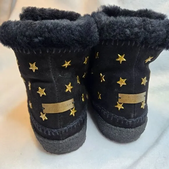Laidback London Setsu Crochet Anthropologie Black Suede Gold Star Booties