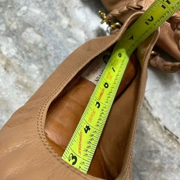 Lanvin Braided Ankle Strap Ballet Flats in Tan Brown Leather