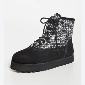 L’arroude veil Sherpa quilted tweed women platform boots size 11