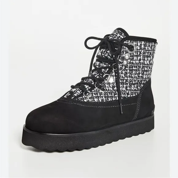 L’arroude veil Sherpa quilted tweed women platform boots size 11