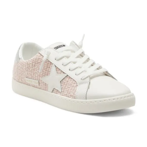 Last Pair! NEW VINTAGE HAVANA Carla Tweed Fashion Sneakers Pink Tweed