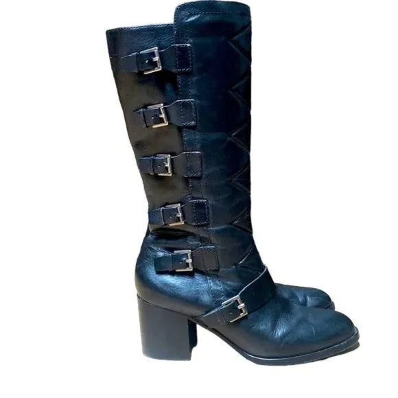 Lauren Ralph Lauren ❤️HOST PICK❤️ Georgianne Side-Buckle Black Leather Boots
