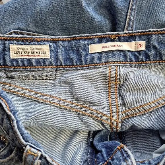 Levi's Jeans Women 26 Balloon Leg Baggy Barrel Horseshoe 80s Style Retro Vintage