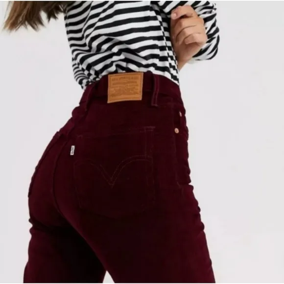 Levi's Ribcage Bootcut Corduroy sz 24x31 Malbec Wine
