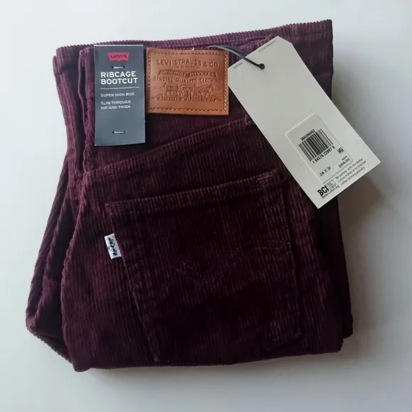 Levi's Ribcage Bootcut Corduroy sz 24x31 Malbec Wine
