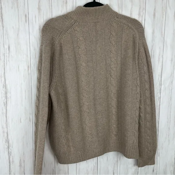 Lewis Creek 100% cashmere tan taupe 3/4 sweater Small
