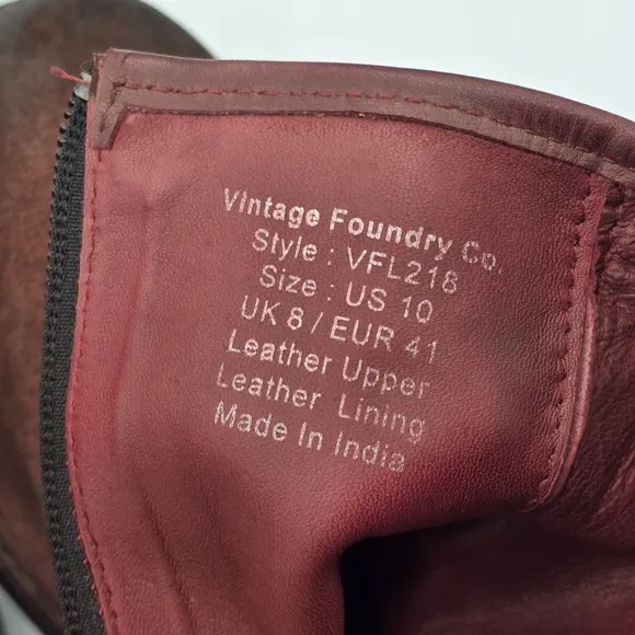 Like New Vintage Foundry Co Miriam Moto Booties, Dark Red, Women's Size 10