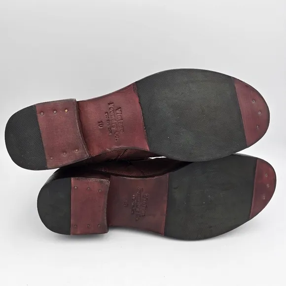 Like New Vintage Foundry Co Miriam Moto Booties, Dark Red, Women's Size 10