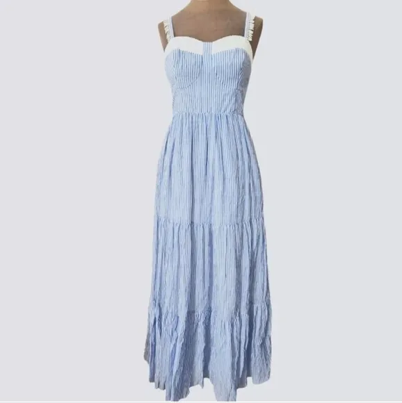 Lilly Pulitzer Jasmyn Maxi Dress in Coastal Blue Oxford Stripe 003847 NWT Sz2