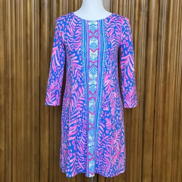 Lilly Pulitzer Ophelia Swing Dress In Pundy Blue La Zebra Pink