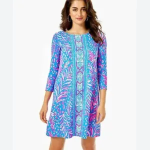 Lilly Pulitzer Ophelia Swing Dress In Pundy Blue La Zebra Pink