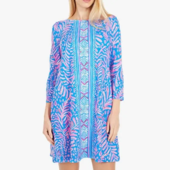 Lilly Pulitzer Ophelia Swing Dress In Pundy Blue La Zebra Pink