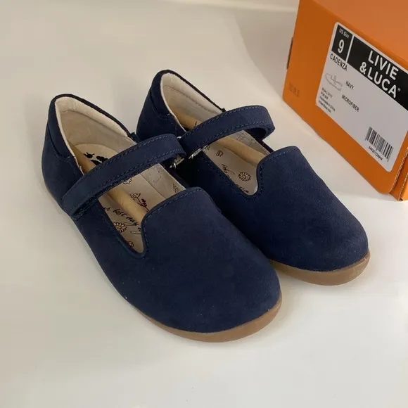 Livie &amp; Luca NEW Cadenza Microfiber Navy Blue Flats Size 9