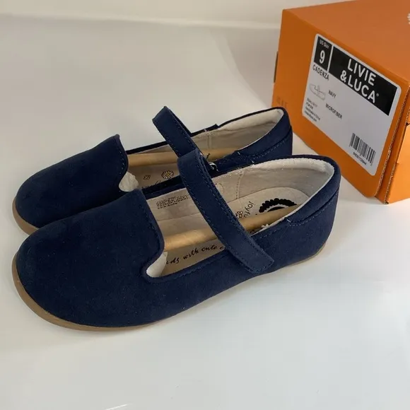 Livie &amp; Luca NEW Cadenza Microfiber Navy Blue Flats Size 9