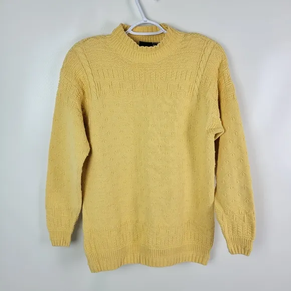 Lizwear 100% Cotton Vintage Knit Sweater Eith Shoulder Pads Sz Small