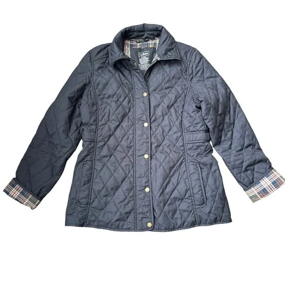 L.L. Bean Plaid Quilted Riding Jacket Gorpcore black chore coat Womens S