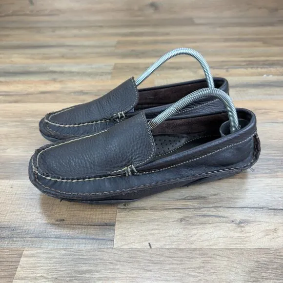 L.L. Bean Size 8 Vibram Sole Slip On Dark Brown Leather Loafers