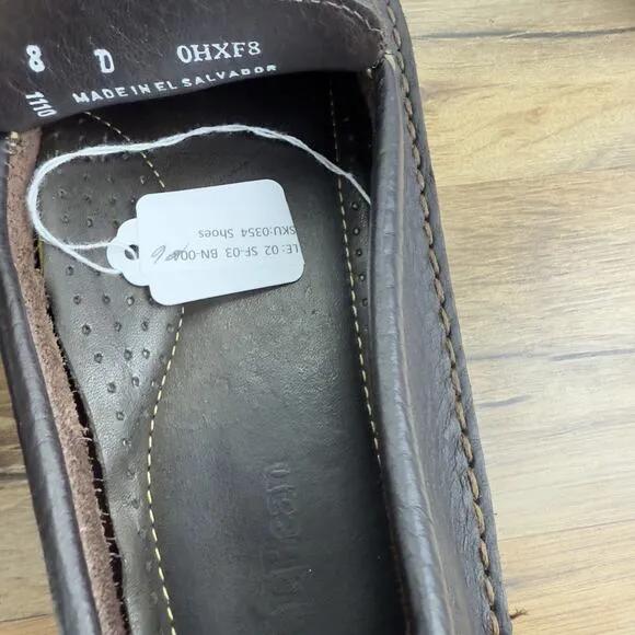 L.L. Bean Size 8 Vibram Sole Slip On Dark Brown Leather Loafers
