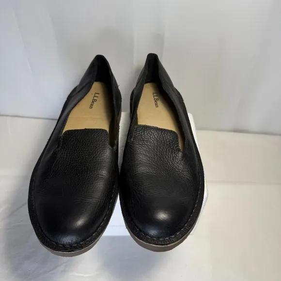 LL Bean Stonington Black Slip on EUC