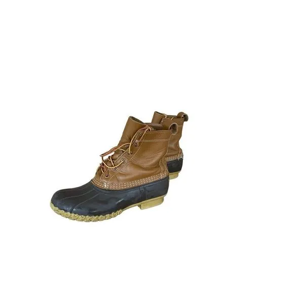 L.L. Bean Womens Brown &amp; Black Lace Up 8&quot; Gore-Tex Thinsulate Rain Boots Size 8