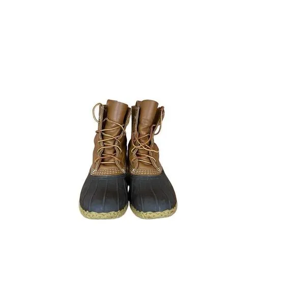 L.L. Bean Womens Brown &amp; Black Lace Up 8&quot; Gore-Tex Thinsulate Rain Boots Size 8