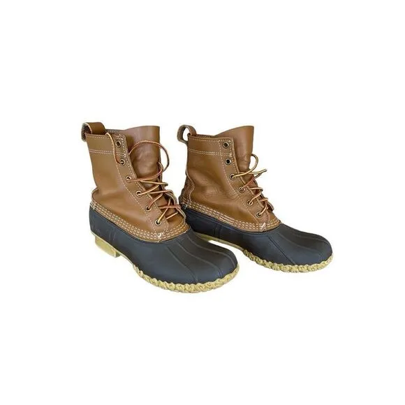 L.L. Bean Womens Brown &amp; Black Lace Up 8&quot; Gore-Tex Thinsulate Rain Boots Size 8
