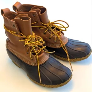 LLBean Women's Bean Boots, Waterproof Leather Black Tan Duck Hunting Boots Sz 8