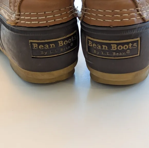 LLBean Women's Bean Boots, Waterproof Leather Black Tan Duck Hunting Boots Sz 8